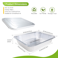 Plat en aluminium rectangulaire de grande taille CF370, robuste, avec couvercle en plastique/feuille d'aluminium, pour les fabricants de contenants en aluminium pour emporter