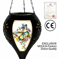 Lampe solaire LED suspendue en forme de montgolfière pour jardin extérieur avec effet flamme