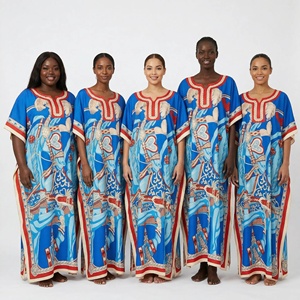 Nouvelle Robe <span class=keywords><strong>de</strong></span> Luxe en Coton Respirant à Col en V pour <span class=keywords><strong>Femme</strong></span>, Vêtement Traditionnel Africain Musulman pour <span class=keywords><strong>Femme</strong></span> - Product Image 1