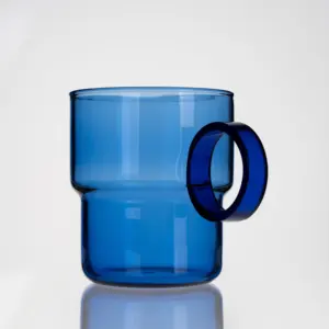 हॉट सेलिंग स्टॉक हस्तनिर्मित रंगीन ग्लास गर्मी-प्रूफ कॉफी के साथ हैंडल