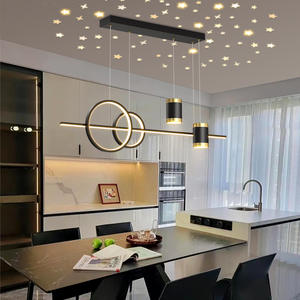 Candelabros de cielo estrellado nórdico, mesa de comedor, hotel, restaurante, luces colgantes de círculo redondo LED de hierro - Product Image 3
