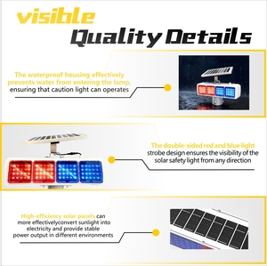 Yüksek Güçlü LED Çift Sinyal Taraflı 8 Işıklı <span class=keywords><strong>Solar</strong></span> Strobe Işık Güneş Paneli Uyarı Sinyal Lambası - Product Image 5