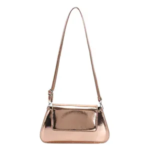 Trendy Women Fashion Messenger Bag Small Square Single Strap Metallic Shoulder Bag