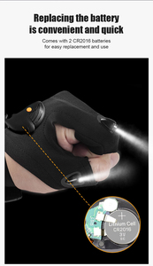 Gants lumineux LED personnalisés pour la pêche avec batterie au lithium, pour le travail nocturne en extérieur, le cyclisme et la pêche, gants demi-doigts éclairants - Product Image 4