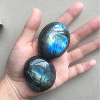 Grosir kristal alami dipoles diukir Labradorite batu palem batu permata Model terukir biru kedip untuk dekorasi