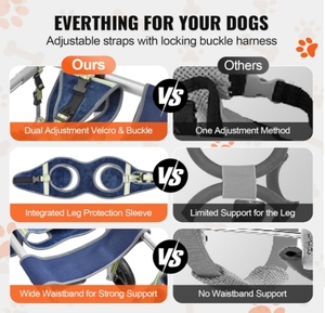 Fauteuil roulant léger et réglable à 2 roues en aluminium pour animaux de compagnie aidant à la guérison des chiens blessés à la queue ou aux membres faibles - Product Image 3