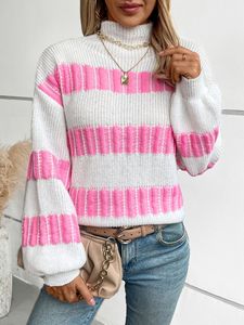 Suéter Feminino Casual de Inverno com Gola Dobrável, Manga Regular, Estampa Puff de Logotipo Personalizado, Caimento Solto, 100% Poliéster Respirável - Product Image 5