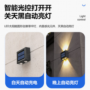 Lampe murale solaire extérieure carrée 12V LED, alimentée par l'énergie solaire, étanche, décoration de jardin - Product Image 3