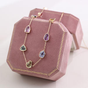 Collana da donna in oro 14K con gemma coltivata in laboratorio, di lusso e alta gamma, in oro 18K, alla moda estiva, stile Dopamine - Product Image 2