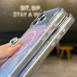 Coque de téléphone à texture holographique scintillante pour iPhone 17 Pro Max, coque rigide magnétique en PC et TPU pour iPhone 17 16 LM062 - Product Image 4