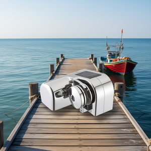 Cabrestante de pesca 12V CC 600W, 573 Lbs de fuerza máxima de tracción, cadena de 1/4 pulgada, cuerda de nailon de 9/16 y 5/8 pulgadas, acero inoxidable 316 - Product Image 2