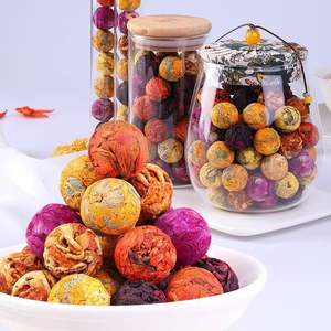 Vente en gros de mini boules de fleurs faites à la main 10 saveurs naturelles dans des tubes en verre Longzhu <span class=keywords><strong>Dragon</strong></span> perles fleur boule de thé - Product Image 1