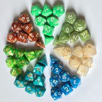 Jeu de dés en acrylique à sept pièces, à motifs perlés, multi-faces, coins arrondis, dés numérotés de forme irrégulière, jeux de table en plastique