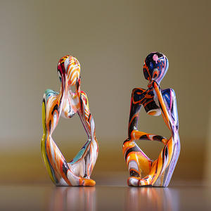 Figura de resina nórdica personalizada al por mayor, de 3 piezas escultura abstracta, decoración de estantería, Color arcoíris, estatua del <span class=keywords><strong>pensador</strong></span> - Product Image 2