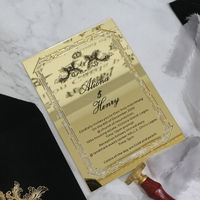 Tarjetas de Menú de Acrílico con Espejo Dorado, Diseño 2026, Impresión en Negro y Blanco, Invitaciones de Boda Acrílicas Hechas a Mano de Lujo