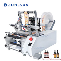 Machine d'étiquetage numérique semi-automatique pour bouteilles rondes ZONESUN TB-190, étiqueteuse double face pour bouteilles en plastique