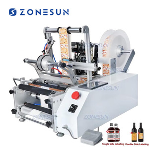 Mesin Pelabel Botol Digital Semi Otomatis ZONESUN TB-190 untuk Botol Plastik, Stiker Bundar Dua Sisi untuk Wine - Product Image 1