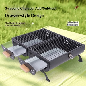 跨境批发便携式木炭烧烤炉户外野营用双面煎烤防锈钢制 - Product Image 3