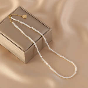 Collier en perles naturelles avec des perles de millet irrégulières simples et exquises Collier avec étiquette - Product Image 5