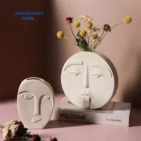 Нордическая Современная декоративная ваза для домашнего декора, декоративная ваза для гостиной, офиса, креативная белая керамическая ваза с абстрактным человеческим лицом