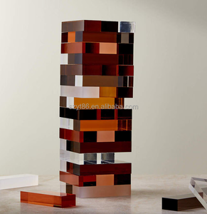Ensemble de blocs transparents en acrylique transparent brun tourbillonnant de haute qualité personnalisé avec jeu de tour de blocs qui s'effondre - Product Image 6