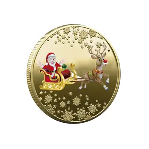 Moneda conmemorativa de Navidad, medallón de recuerdo personalizado de Santa Claus, regalo creativo