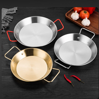Poêle à paella en acier inoxydable, pot de cuisson pour fruits de mer avec double poignée pour restaurant, cuisine et usage extérieur