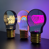 Lampe de style nouveau, lumière tunnel infini, cœur, arc-en-ciel, étoile, ampoule LED miroir, rechargeable USB-C, cadeau pour des fins décoratives