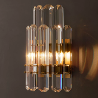 Applique murale LED de luxe en laiton et cristal, style nordique minimaliste postmoderne, pour chambre, salon, hôtel, couloir, chevet