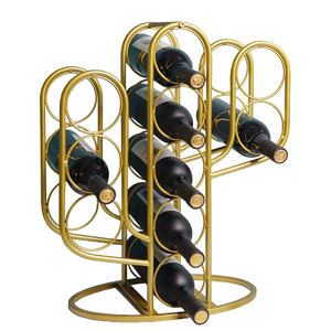 Estante de Vino de Metal de Gran Capacidad para 10 Botellas, Diseño de <span class=keywords><strong>Cactus</strong></span>, Personalizado, Soporte para Botellas de Vino, Exhibidor de Botellas de Vino - Product Image 1