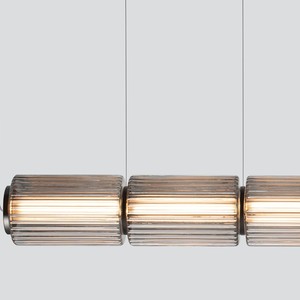 Lámpara colgante moderna de cristal con forma de cilindro largo, candelabro LED para comedor, dormitorio, iluminación de techo, acabado dorado - Product Image 5