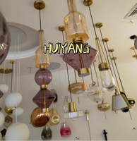Lustre en verre vintage industriel à économie d'énergie LED d'intérieur coloré moderne personnalisable