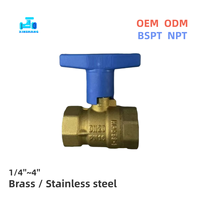 Robinet à bille en laiton de haute qualité, raccords BSPT/NPT, 1/4''~2'', poignée papillon universelle pour gaz, huile, eau, plomberie