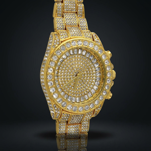 Montre à quartz couleur or pour femme, bracelet en strass, cadran rond, bijoux de mode - Product Image 2