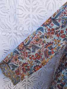 Wholesale Cotton Block Printing <b>Fabric</b> Dress With Round Neckline Looses Fitting, Sewing <b>Pleated</b> Long Dress Casual Women Clothing - Product Image 3