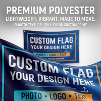 Drapeau personnalisé 3x5 pieds, double face, en polyester, avec logo imprimé, bannière publicitaire promotionnelle extérieure, vente en gros, OEM