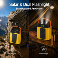 Batterie solaire haute capacité avec câbles 4-en-1 intégrés, charge rapide 22,5 W, lampe torche LED pour le camping et les voyages en extérieur