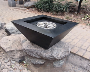 Gas Outdoor Firepit with Water Feature Low Smoke Square Corten Steel <b>Fire</b> <b>Pit</b> and Water Bowl for Swimming Pool - Product Image 5