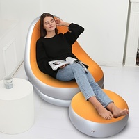 Canapé gonflable pliable avec repose-pieds ; Canapé inclinable familial doux et confortable pour la détente ; Type portable pour l'extérieur