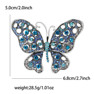 Broche de Mariposa Hueca de Lujo con Cristales y Pedrería de Aleación de Diseñador - Product Image 3