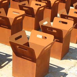 Jardinière cylindrique en acier corten écologique, directement de l'usine, pour la maison et le jardin, utilisation en extérieur - Product Image 1