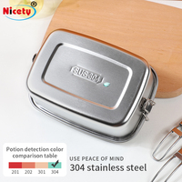 Boîte à lunch étanche Nicety pour adultes, contenants alimentaires en acier inoxydable hermétiques pour le bento en plein air, poignée pliable