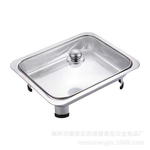 Stainless Steel <b>Square</b> Buffet Stove 33.4x27.5x8.5cm With Detachable Lid For Warming Food - Product Image 4