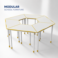 Ensemble Chaise et Bureau Scolaire Trapézoïdal Moderne, Conception Modulaire, Durable, Écologique, Réglable en Hauteur pour Examens en Classe, Arabie Saoudite