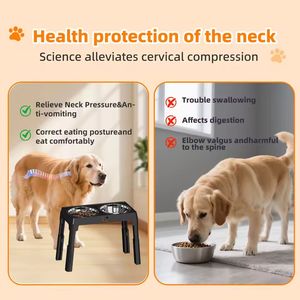 Comedero Elevado Ajustable para Perros, Soporte de Acero Inoxidable para Tazón de Mascotas, Antideslizante, Plegable, para Perros de Interior - Product Image 3