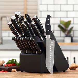 Ensemble de 19 couteaux de chef tranchants et résistants à la rouille, avec manche ABS à trois rivets, en acier inoxydable, avec bloc de rangement - Product Image 2