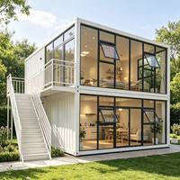 Maison conteneur moderne préfabriquée, démontable et respirante, pour bureau, hôtel, cuisine, école, salon, ou bâtiment modulaire.