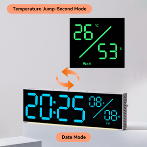 カスタムロゴ入り3in1ネオンライト大型パネルトップベストアラームデジタルLED大型スクリーンディスプレイアートモダンラグジュアリー壁掛けLED時計 - Product Image 2