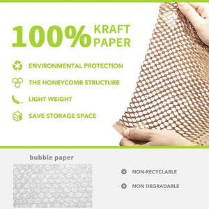 Rotolo d'imballaggio imbottito della carta Kraft biodegradabile della carta dell'involucro perforata del favo della maglia per l'imballaggio e lo spostamento - Product Image 4