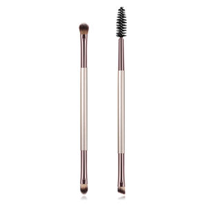 Individuale Champagne Oro Spazzola Dell'ombra di Occhio Doppio Attacco Angeled Brow Brush Private Label Personalizzato Dual Eyeshadow Brush - Product Image 1